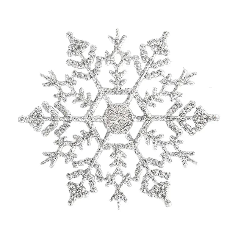 Pack Of 24/12/6 Pieces Snowflakes For Christmas Tree Decoration Blue Snowflakes With Bright Powder Winter New Year Hanging Decor