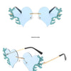 Rimless Sunglasses Women Luxury Brand Rhinestone Sun Glasses Ladies Cute Heart Shape Punk Party Eyewear очки від сонця женские