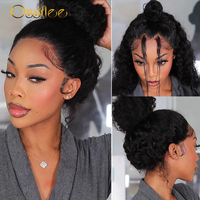 360 Lace Front Wig Human Hair Water Wave Invisi Strap Snug Fit 360 Transparent Lace Frontal Wigs Pre Cut Lace Wig Bleached Knots