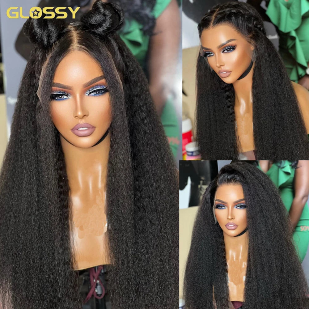 250% 13x6 hd lace frontal kinky straight human hair wigs For Women Glueless Brazilian 13x4 Yaki Straight lace front Wig On Sale