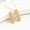 SUNSLL Cubic Zircon A-Z 26 Bubble Letter Necklace 2 Sizes Gold Plated M Chunky Balloon Initials Pendant Women Chain Jewelry 2024