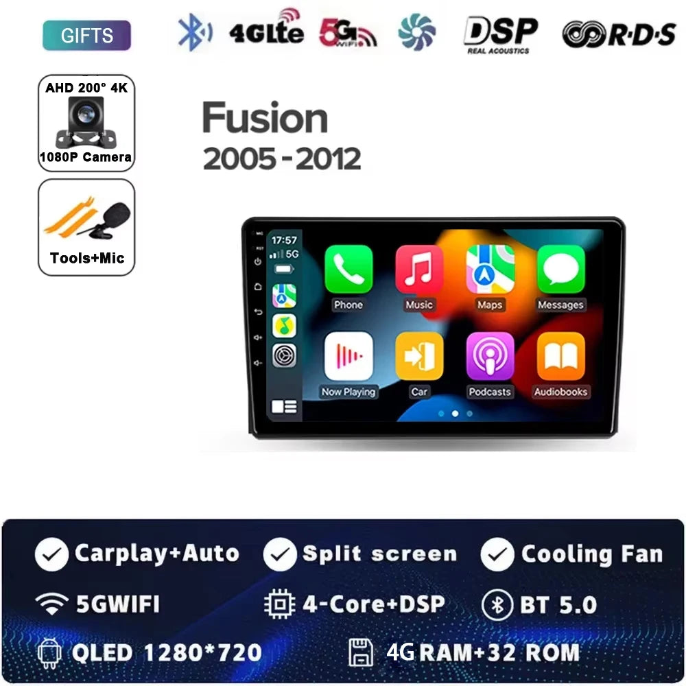 For Ford Fusion 1 2005 - 2012 Android 14 Carplay Auto Car Radio Multimedia Video Player Navigation GPS  No 2Din 2 Din DVD DSP 4G