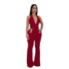 CM.YAYA Women V-Neck Backless Straight Sleeveless Flare Jumpsuits 2025 Summer Hollow Out Sexy One Piece Set Streetwear Outfits