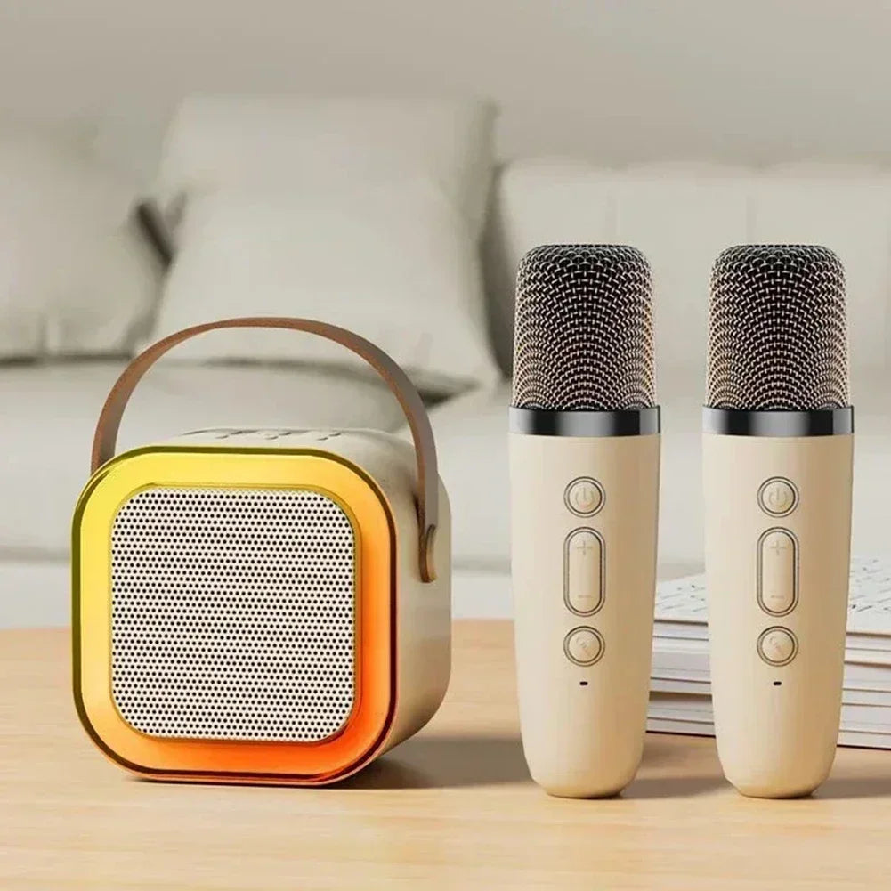 K12 Karaoke Machine Portable Bluetooth 5.3 PA Speaker System with 1-2 Wireless Microphones Home Family Singing Children's Gifts