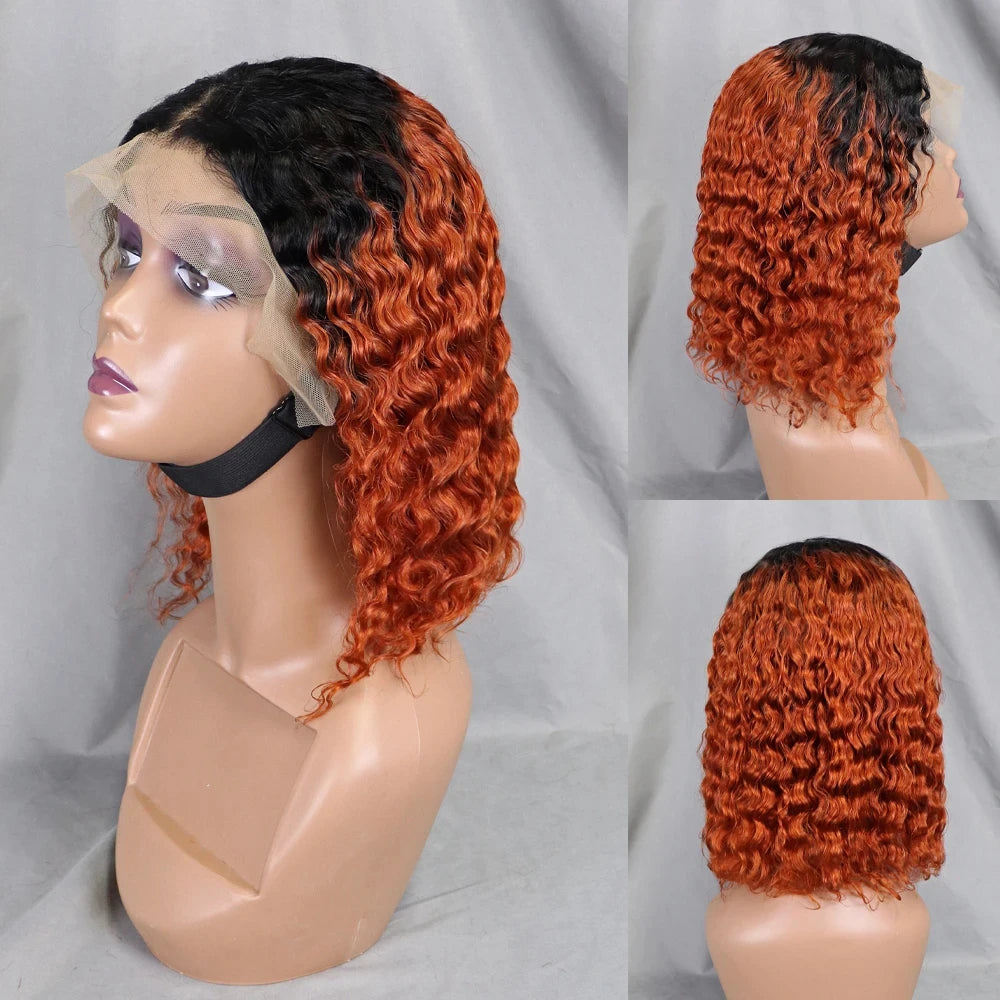 10-16 Inches 200% Density Water Wave Bob Human Hair Wigs  Short Deep Curly Brazilian Remy Human Hair Wigs for Black Women