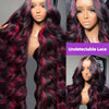 1b/99j Burgundy Highlight Body Wave 13x4 HD Lace Front Human Hair Wig Brazilian 30 32 Inch Colored 13x6 Lace Frontal Wigs 200%
