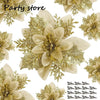 Silver Glitter Christmas Flowers Silver Xmas Tree Artifical Flower Ornaments Merry Christmas Decoration For Home Party New Year