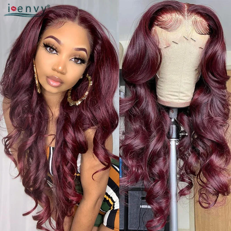 13X6 Ginger Blonde Lace Front Human Hair Wigs Red Burgundy 13x4 Body Wave Transparent HD Lace Frontal Wig Brown Lace Front Wig