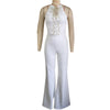 HLJ Elegant Beaded Patchwork Bodycon Jumpsuits Woman Sleeveless Backless Flare Pants One Piece Romper Female Streetwear Overalls
