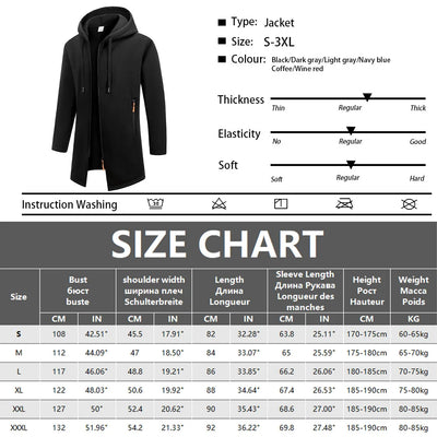 New Streetwear Men's Long Sleeve Sweatshirts for Men Zipper Hooded Oversize Winter Warm Jacket Coat Outdoor Tracksuit Men