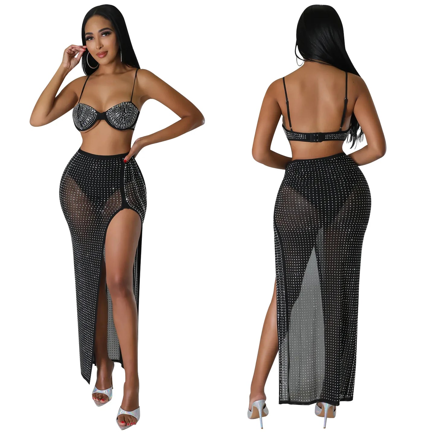 High Waist 2 Piece Bikini Set With Cover Up 2022 Swimsuit Women Print Sleeveless Bathing Suit Beachwear Swimming Biquini New