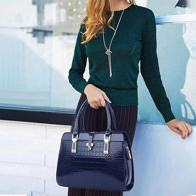 Luxury Brand Crocodile Handbag Women Tote Bag Bright Leather Women Purse Shoulder Bag Female Top-handle Bags Commuting Shopping