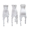 CM.YAYA Women Strapless Sleeveless Ruched Stacked Mini Dress 2025 Summer Beach Vacation Party Birthday Street Sexy Dresses