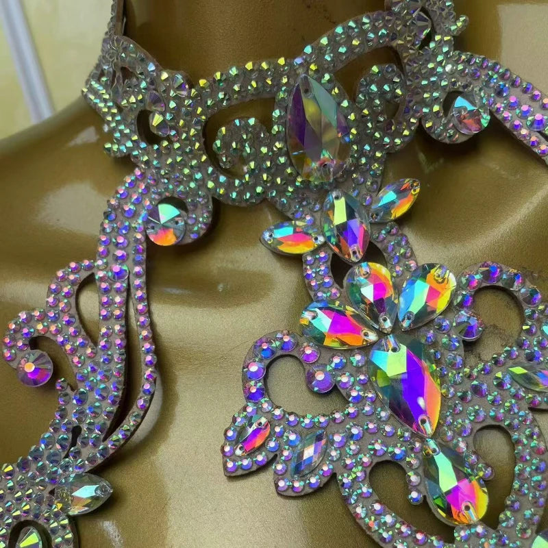 Belly Dance Necklace Customization Performance Accessories Oriental Dancing Female Senior Profession Competition Diamond Chain