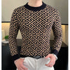 Autumn Winter Velvet Knitted Sweater Men's Long Sleeve Round Necked Sweater Slim Fit Casual Business Knitwear Tops Men Clothing