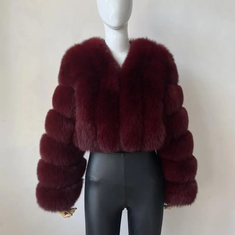 2023 Neuer kurzer Stil Echtfuchspelzmantel Winter Damen Natur Warme Mode Luxus