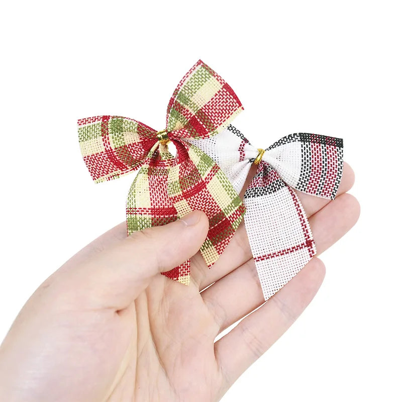 20/10pcs Linen Christmas Bow Decoration Christmas Tree Hanging Ornaments Bowknot For Xmas Wreath New Year 2024 Navidad Gifts Bow