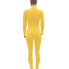 Women's Bodycon One-piece Jumpsuit Long Sleeved Big Zipper Female Casual Sport Workout Skinny Activity Wear Overalls Tops