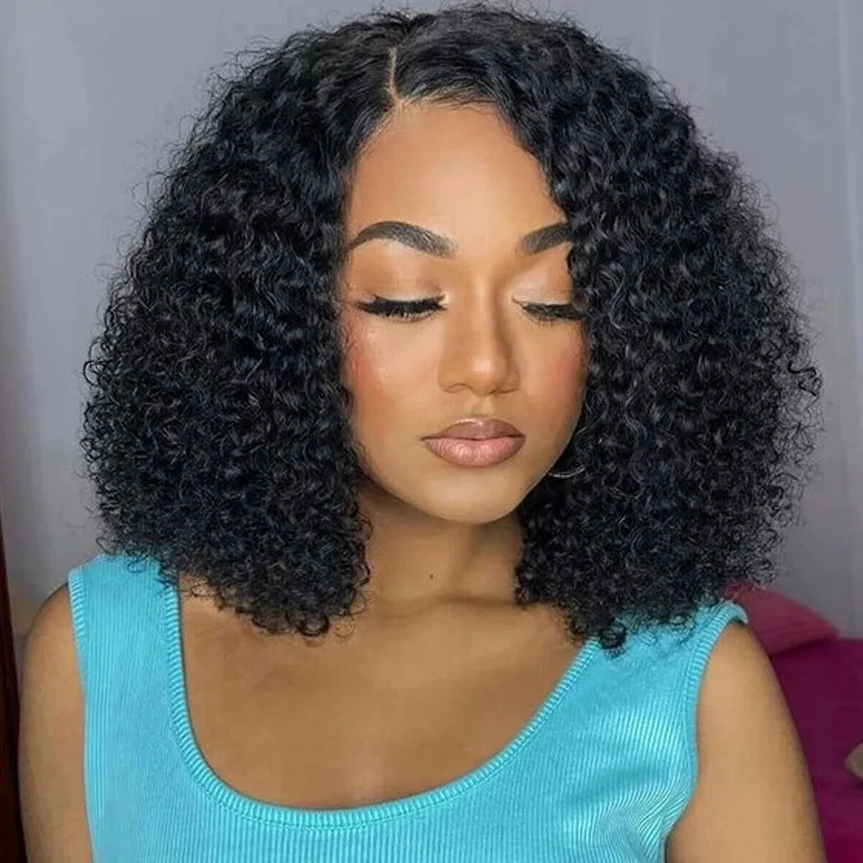 Loose Deep Wave Short Bob Human Hair Frontal Wigs Curly 13x4 4x4 Transparent Lace Front Wig 180 Density Brazilian Remy For Women
