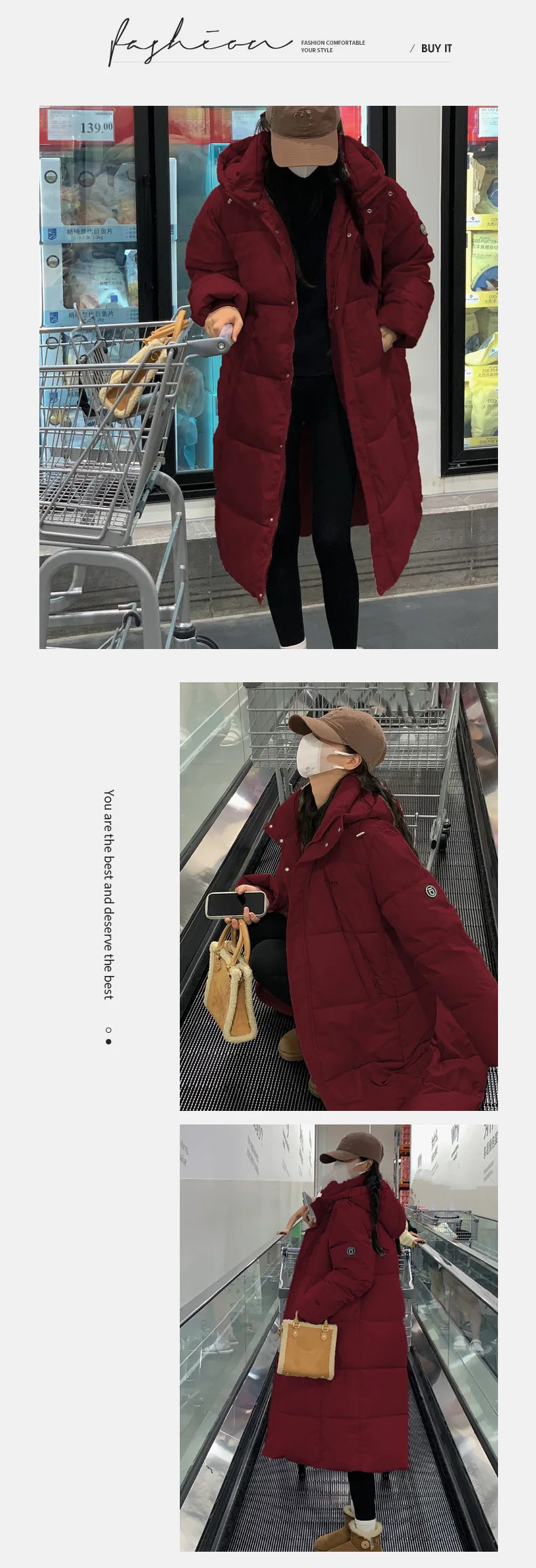 EVNISI Women Zipper Up Pockets Down Coat oversize Loose Coat Turtleneck Thicken Long Coat Women Casual Parkas 2024 Autumn Winter