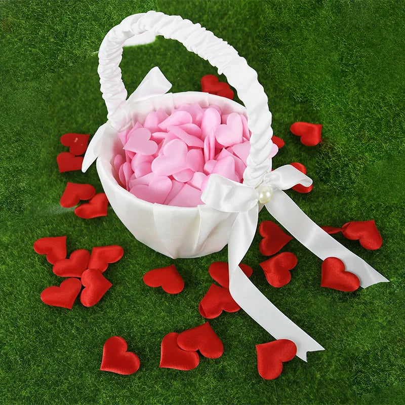 100/200Pcs Artificial Love Heart Petals Valentine's Day Wedding Party Confetti Petals Sponge Satin Fabric Table Bed Decorations