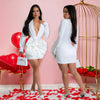 CM.YAYA Women Rose Floral Applique Long Sleeve Bodycon Mini Midi Dress Winter V-neck Club Sexy Party Evening Dresses Vestidos
