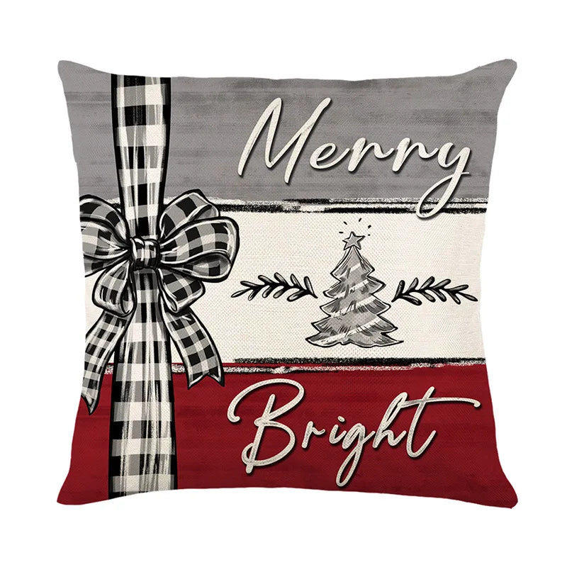 Linen Christmas Pillow Cover Snowman Elk Pillow Case 2024 Christmas Decoration for Home New Year Sofa Car Cushion Cover 45x45cm