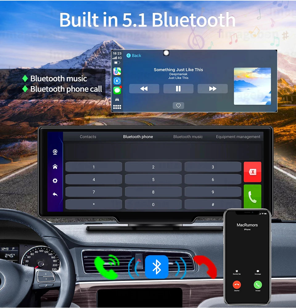 Imagebon Android 13 4G LTE 10.26 Inch Dash Cam Recorder 6+128G 8 Core ADAS Google Play GPS FM 24H Parking Monitor Mirror Video