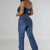 Women's Destroyed Ripped Hole Denim Pants Pearl Rhinestones Chain Distressed Slim Fit Skinny Jeans Y2K Night Club Party Jeans
