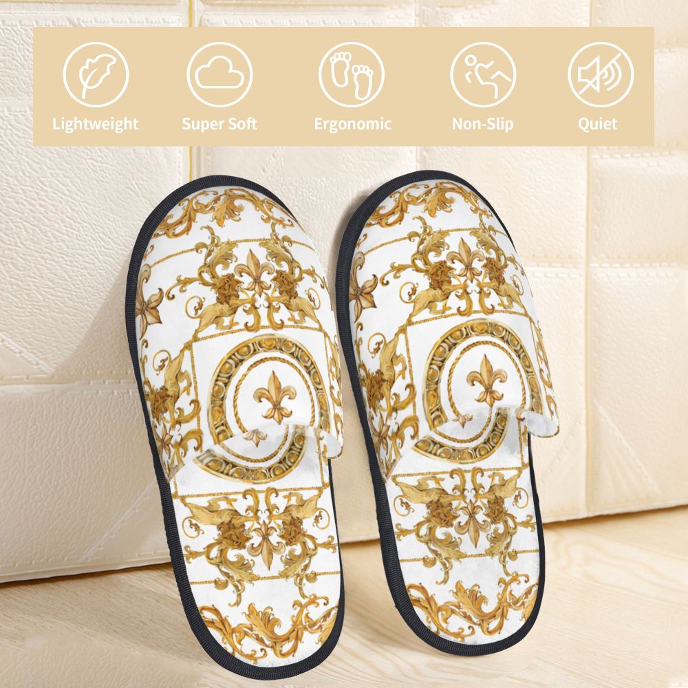 Custom Queen Of Absolutely Everything Gold Baroque Soft Memory Foam House Slippers Women Comfy Warm Anti-skid Sole Slipper