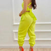 New Summer Fashion Printed Sleeveless Jumpsuit Sexy Hollow Backless Lace Up Long Jumpsuits Elegant Casual Jumpsuit With Pocket