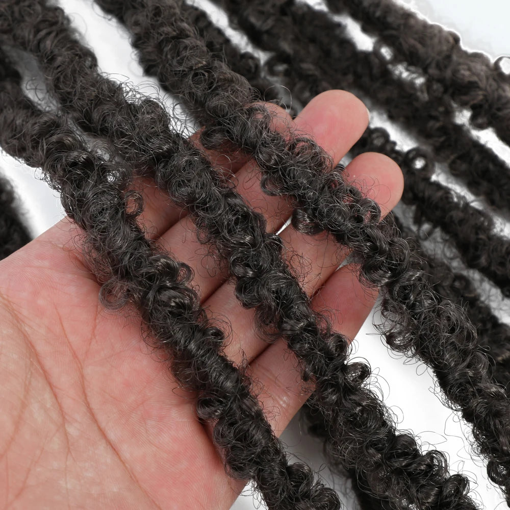 14 12 inch Butterfly Faux Locs Crochet Hair Braids Pre looped Distressed Goddess Butterfly Soft Locs Crochets Braids Cheveux Lok