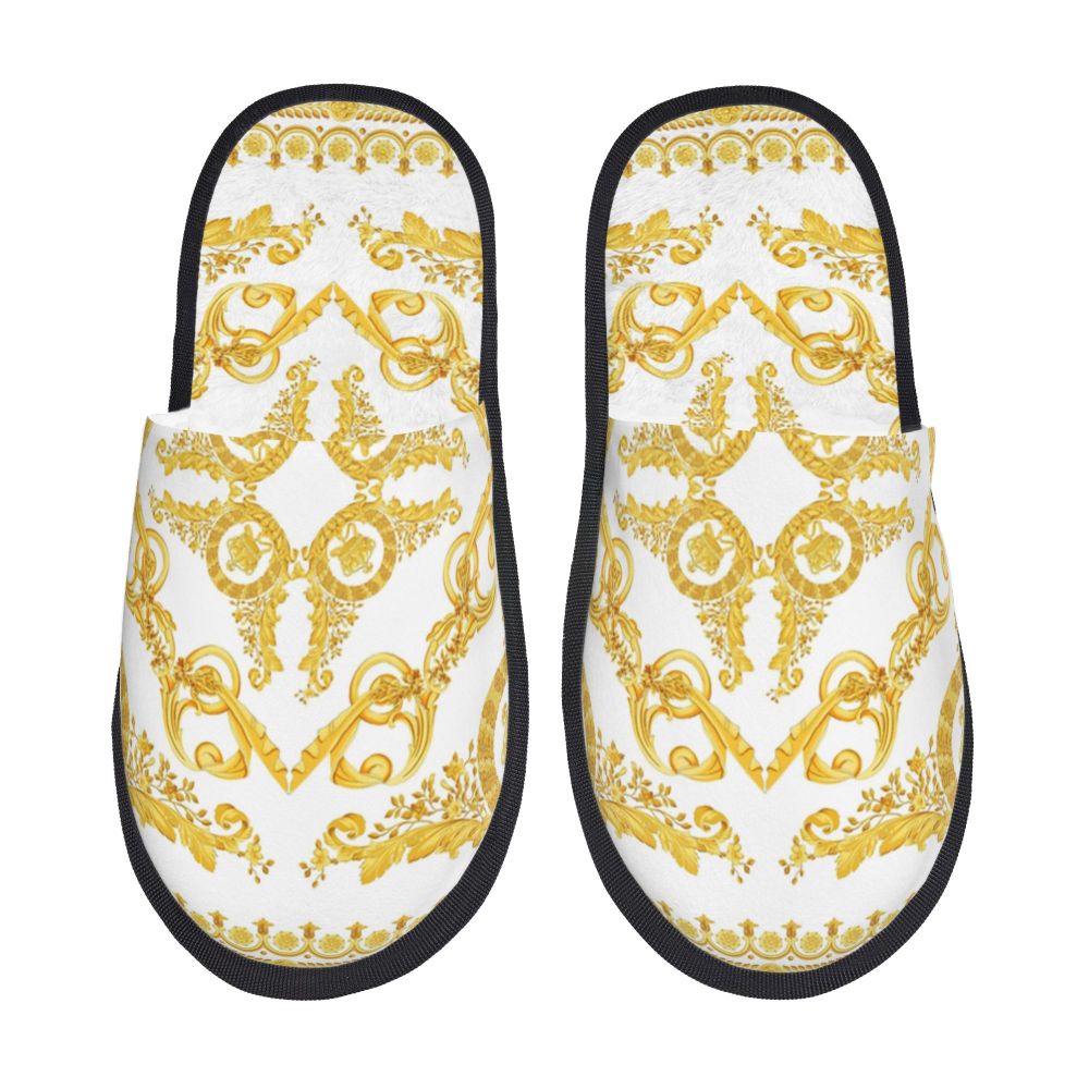 Custom Queen Of Absolutely Everything Gold Baroque Soft Memory Foam House Slippers Women Comfy Warm Anti-skid Sole Slipper