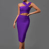 Bandage Dresses for Women 2022 Purple Bodycon Dress Evening Party Elegant Sexy Cut Out Midi Birthday Club Outfit Summer New