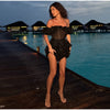Chic Off-Shoulder Flounce Mesh Dress Woman Transparent Solid Color Layered Short Dresses Sexy Beach Vacation Women's Mini Dress