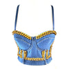 Irene Tinnie Sexy Cute Hole Cartoon Decoration Push Up Bustier Women's Denim Bralette Cropped Top Vest Plus Size