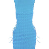 Kliou Stunning Stacked Mini Dress Women Sexy Solid Mock Neck Sleeveless Draw String Bodycon Party Clubwear Elegant Female Skirt