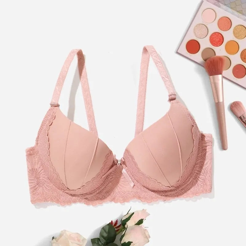 Beauwear Lace Trim Underwire Bra for Women Full Cup Molded Cup Bra Push Up Lingerie