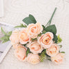 Artificial Flowers Silk Rose Bouquet Leaves Fake Flower For Vase Party Home Table Wedding Valentine's Day Gift Decoration