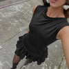 Women's Solid Pleated Short Dress Sleeveless O-neck Fashion Elegant Simple Mini Bodycon Dresses Slim Street Casual Party Holiday