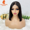 Super Double Drawn Bone Straight Vietname 4x4 Bob Wig with 100% Human Hair Nature Black 250% Density For Black Women
