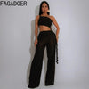 FAGADOER Sexy Ruched Patchwork Bodycon Jumpsuits for Woman Halter Sleeveless Wide-leg Romper Female Streetwear Overalls 2025 New