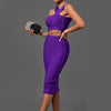 Bandage Dresses for Women 2022 Purple Bodycon Dress Evening Party Elegant Sexy Cut Out Midi Birthday Club Outfit Summer New