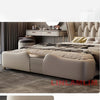 MINGDIBAO Luxury Modern Upholstered Bed Frame with Gold Accents, Genuine Leather Designer Bed, Queen/King Size Bedroom Furniture