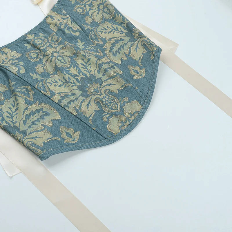 European and American fashion suspender embroidery printing bow waist vest female ins niche spice girl wind Joker slim top