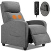 JHK Recliner Chair Massage Sofa Fabric Theater Lumbar Support Adjustable Modern Padded Seat Backrest Living Room Home Grey