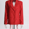 TWOTWINSTYLE Patchwork Diamonds Backless Blazer For Women Notched Collar Long Sleeve Spliced Button Chic Blazers Female Style