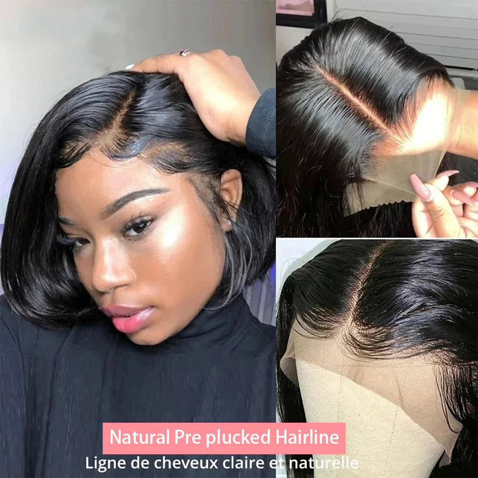 13x4 Bone Straight Lace Frontal Wigs Short Bob Preplucked 4x4 Transparent Lace Front Wig Brazilian 100% Human Hair 12 14 16 Inch