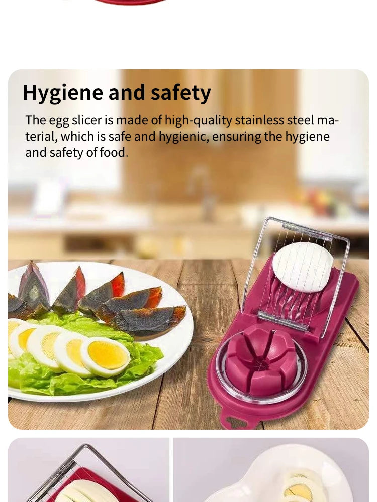 Multifunctional Egg Slicers Stainless Steel Slicer Fancy Splitter Egg Cutting Tool Home Two In One Egg Cutter Kitchen Gadgets