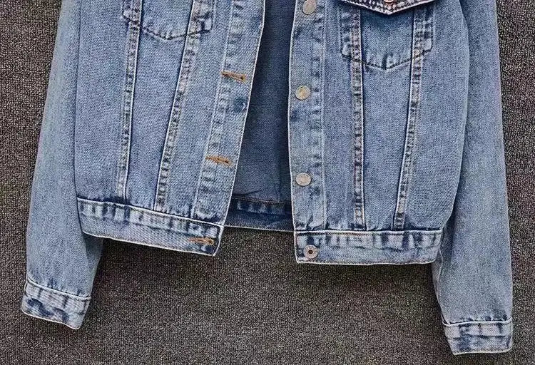 Denim Coat Women Denim Coat Turn Down Collar Single Breasted Full Sleeve Jackets Loose Casual Regular Short Jacket 2024